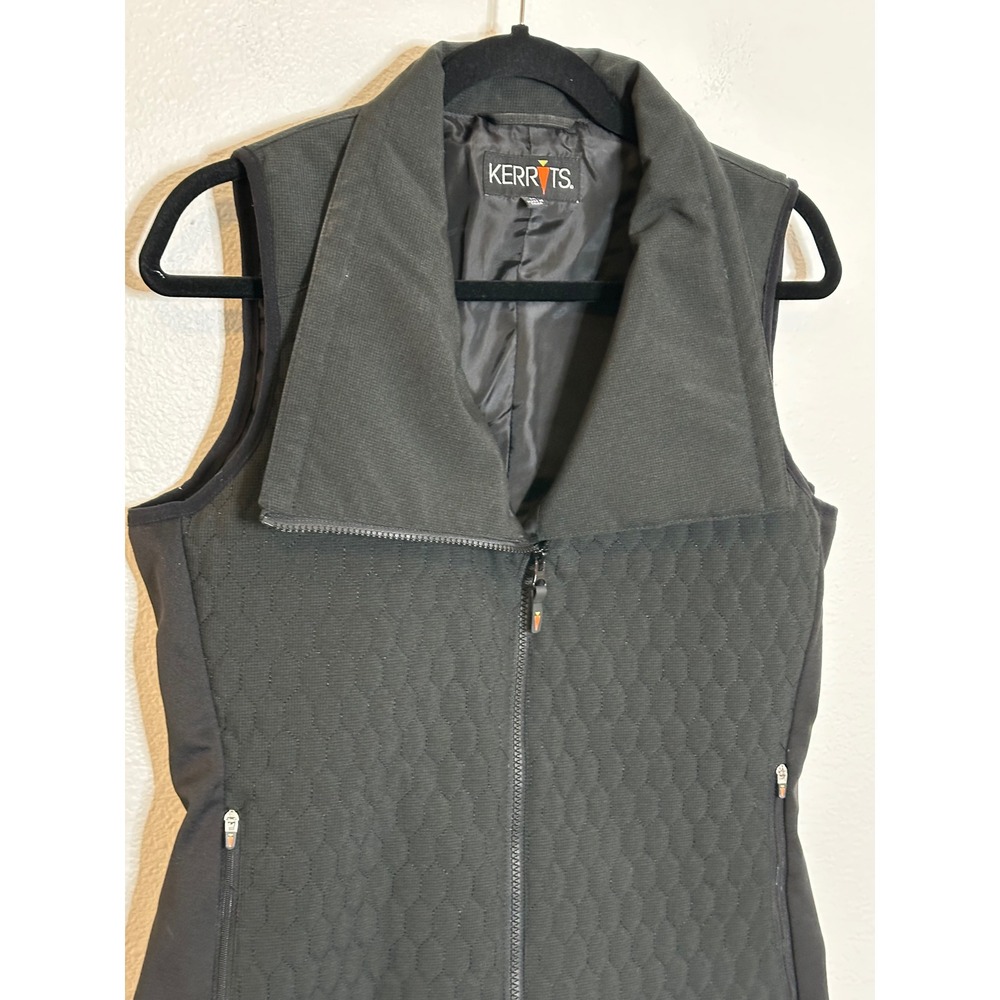 Kerrits Quilted Zip Up Gilet Vest Size M Black Equestrian Riding Shawl Neck - Picture 4 of 9